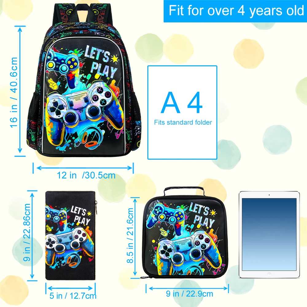 3PCS Dinosaur Backpack for Boys, 16" Kids Bookbag and Lunch Box, Preschool Backpacks for Elementary Students 5