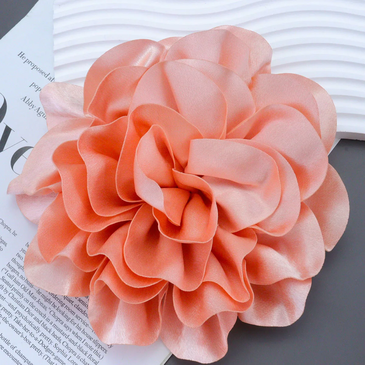 Flower Brooch, 3.94 Inch Large Big Rose Flower Brooches Satin Flower Brooch Pin Solid Color Flower Pins For Women Prom Wedding Clothes Dresses Accessories (Rose Red