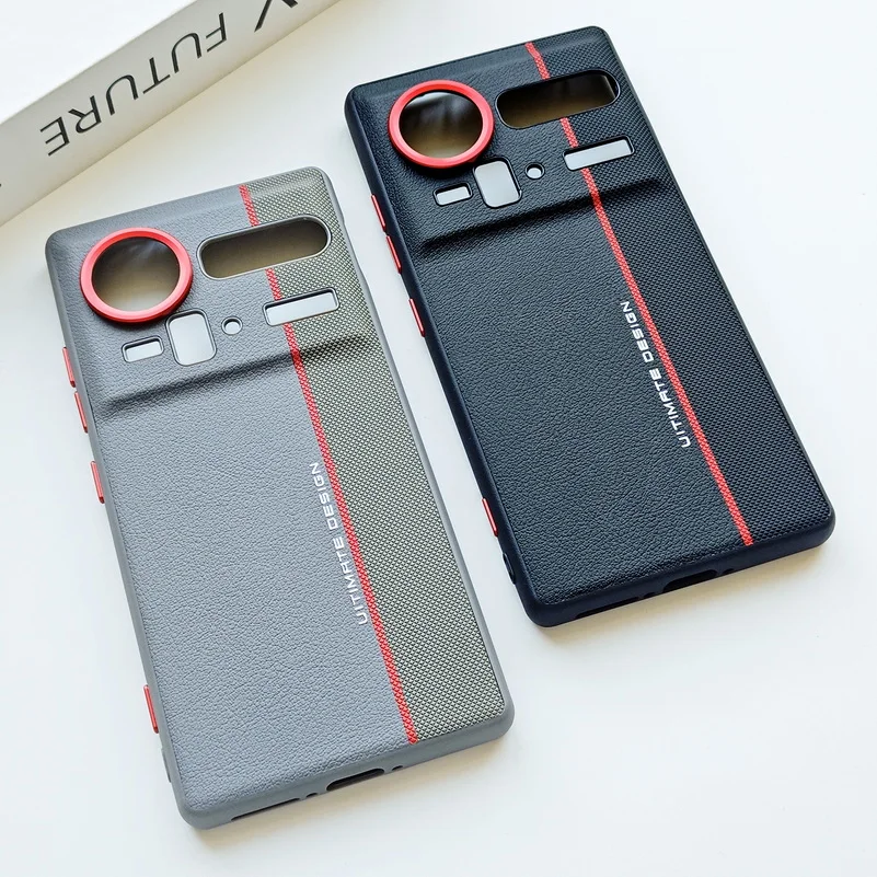 Enhanced Faux Leather Metal Lens Ring Raised Phone Case, Premium Protective Cover