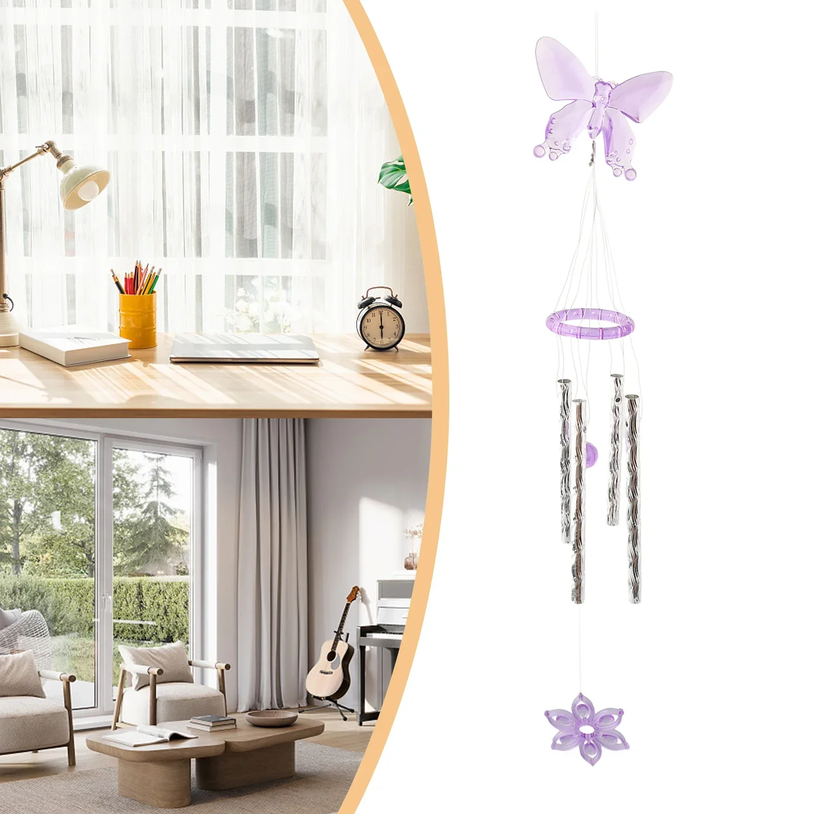 40 Cm 1* Wind Chime Butterfly Chimes Outdoor Yard Garden Home Room Decor Ornament Metal Tubes