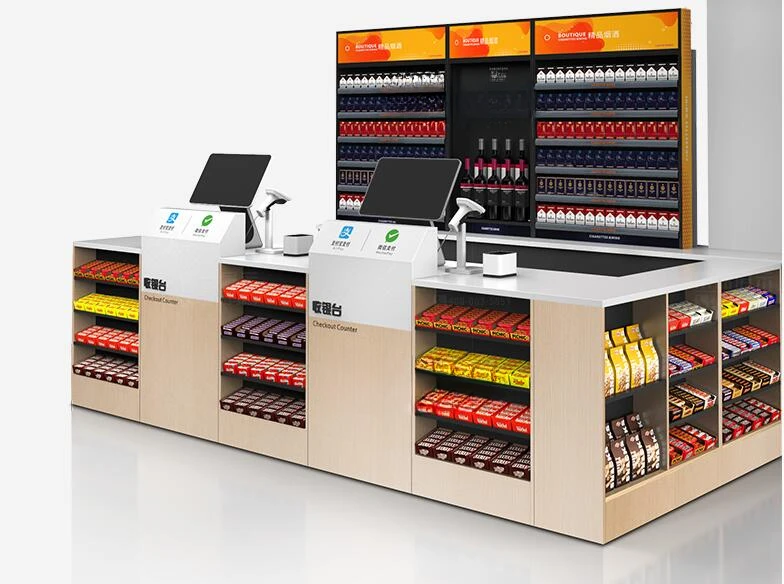 Shop Convenience Store Drugstore Cashier Simple Combination Corner Wooden Small Supermarket Front Counter