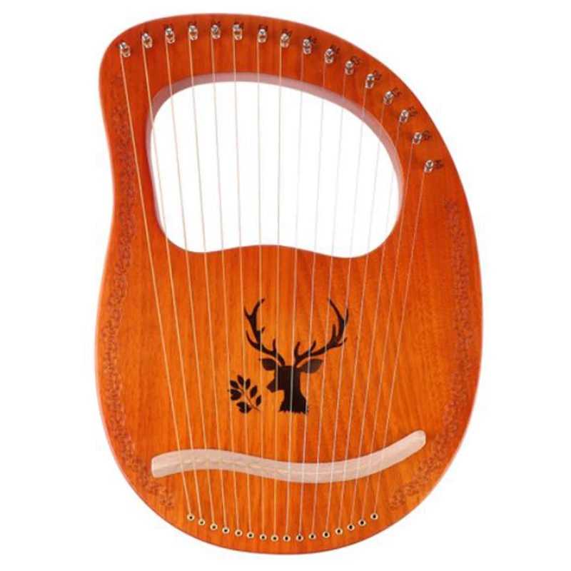 

Lyre Harp 16 Metal Strings Handheld Harp Mahogany String Instrument with Tuning Wrench for Music Lovers