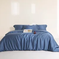 100%Lyocell Derived from Eucalyptus Solid Plain Bedding set Duvet cover Bed Sheet 2 Pillowcases Soft Cooling Twin Double Queen 2
