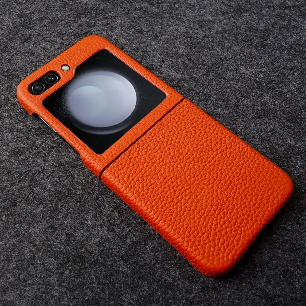 Enhanced Product Title: Luxurious Litchi Pattern Genuine Leather Flip Case