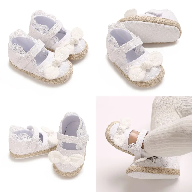 Lace Baby Girl Princess Shoes Baby Moccasins Moccas Shoes Cute Bow High Quality Cotton Comfortable 0-18M