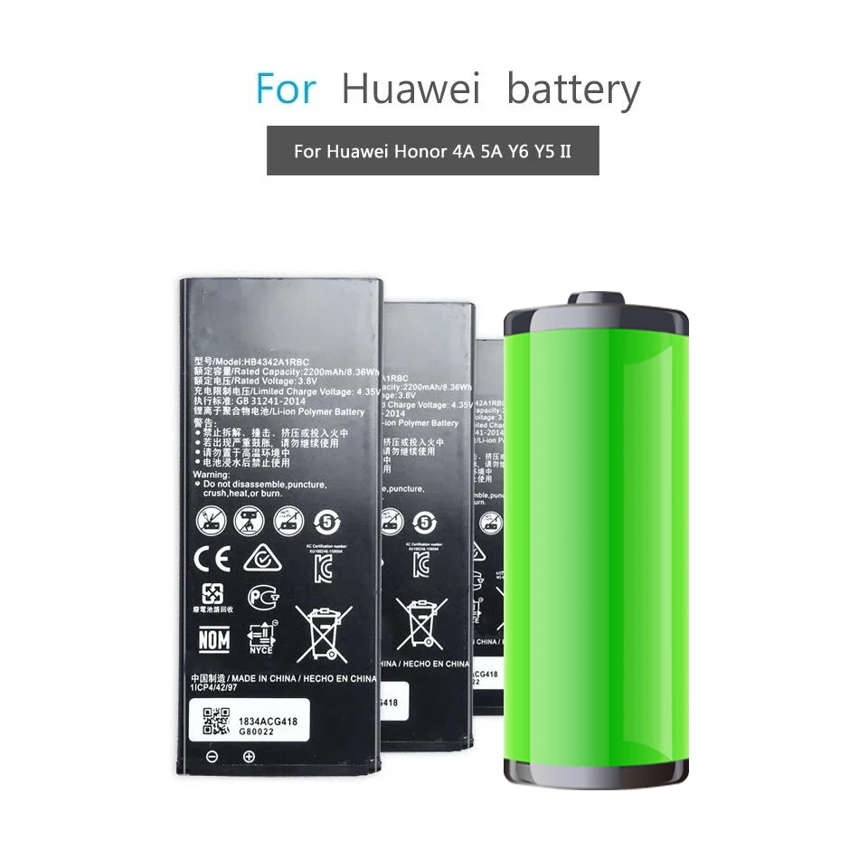 

Mobile Phone Battery for Huawei honor 4A, 5A, LYO-L21, y5II, Y5 II, Ascend 5+, Y6, SCL-TL00, CUN-U29, 2200mAh, HB4342A1RBC