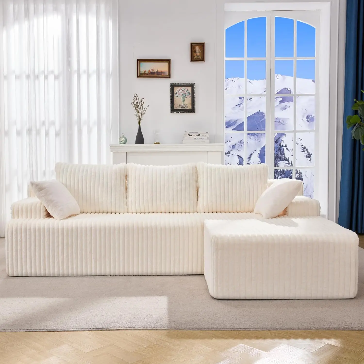 Modular Sectional Sofa Boneless Couch L-Shape Couch 3 Seat Modular Couch Memory Foam Sectional Couches for Living Room, Custom