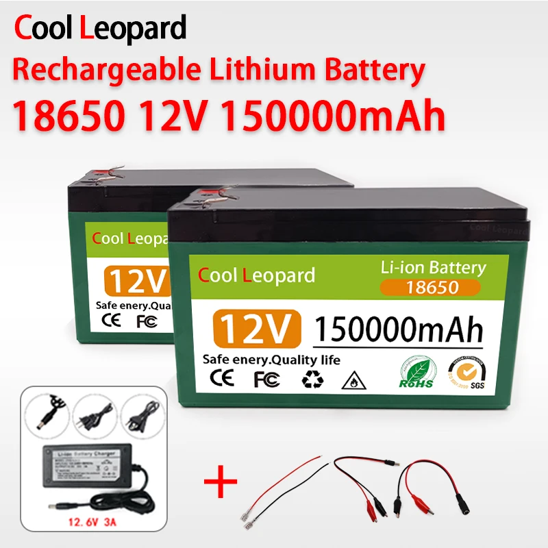 

12V 150Ah New 18650 Lithium Ion Battery Pack, For Solar Energy Electric Vehicle Battery Built-in 100A BMS+12.6V Charger