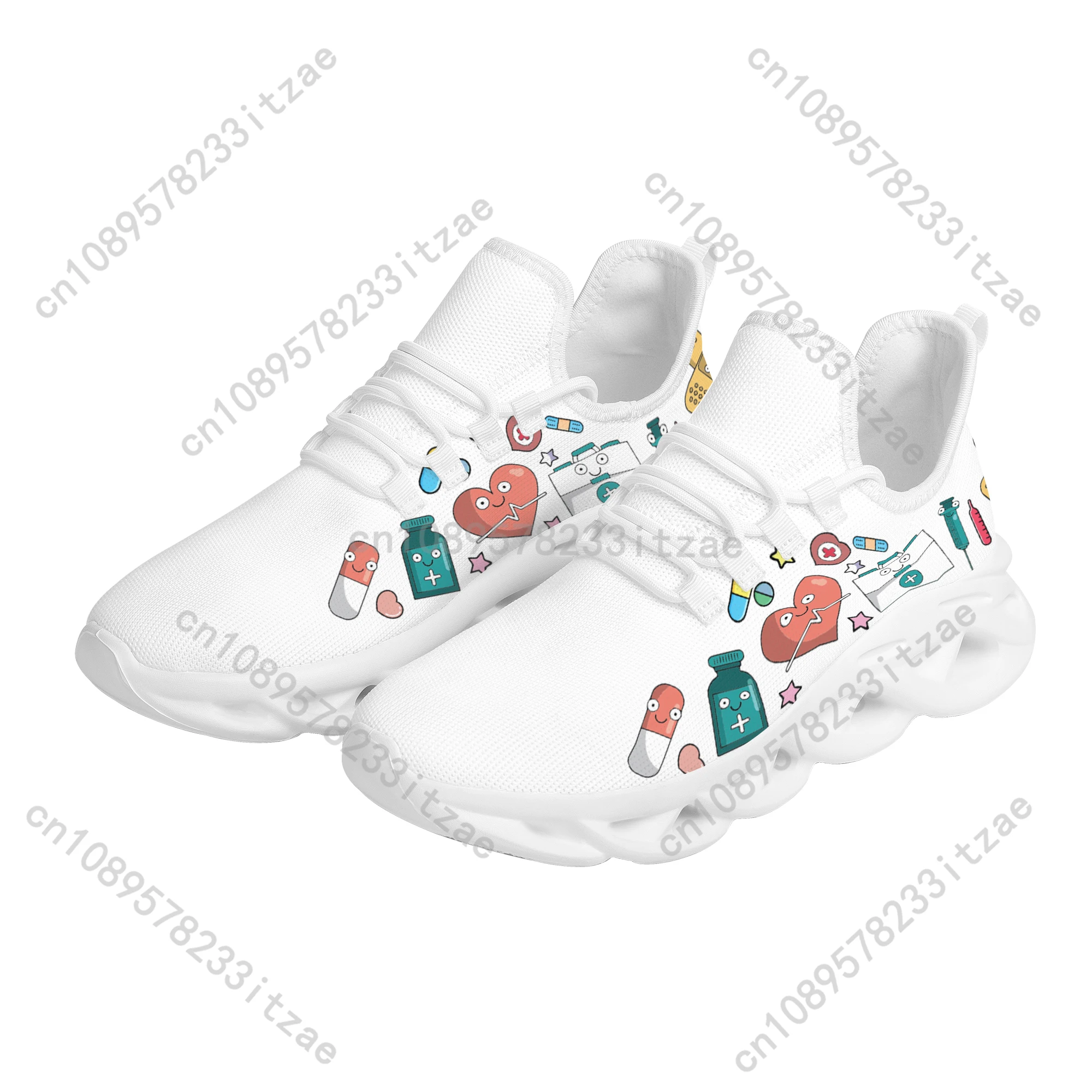 Nurse Shoes Nurse Medical Printing Platform Sneakers for Women Breathable Lace up Flat Shoes Comfort Femme 3