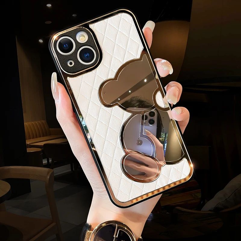 

Новый модный стильный роскошный кожаный чехол для телефона Iphone 13 12 11 Pro Max X 8plus XR 7P, зеркальный Силиконовый противоударный защитный чехол