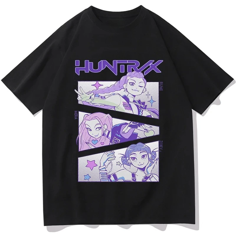 SummerKPop Demon Hunters Huntrix Print Kids Short Sleeve Children's T-Shirt Streetwear Style Cotton Tees Boys Girls Clothing Top 2