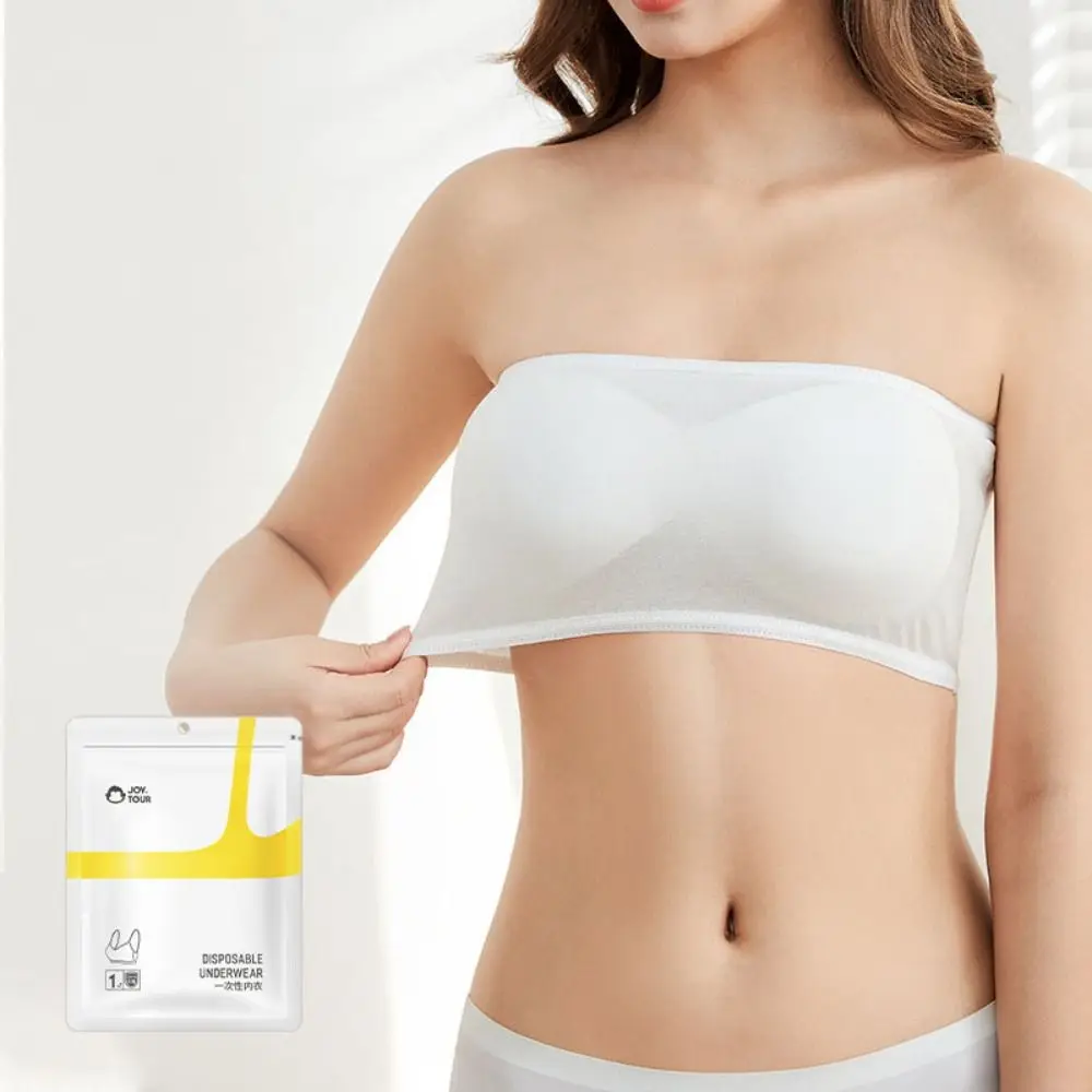 

Wireless Disposable Bras Comfortable with Chest Pad Straps Disposable Bralette Cotton Disposable Underwear for Women Hotel