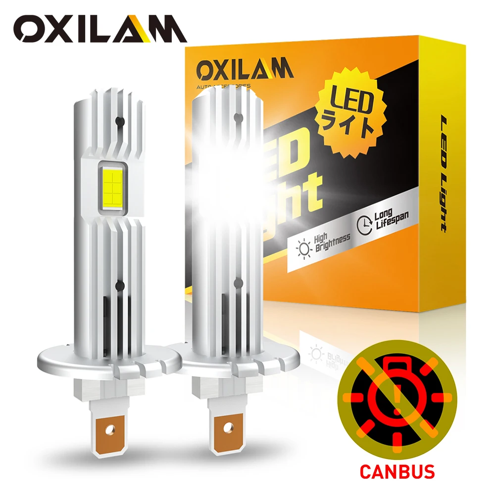 

OXILAM 2 шт. Canbus H1 светодиодные лампы для фар 60 Вт мини-размер дизайн беспроводные Автомобильные светодиодные фары для автомобилей H1 12 В лампа без вентилятора 6500K