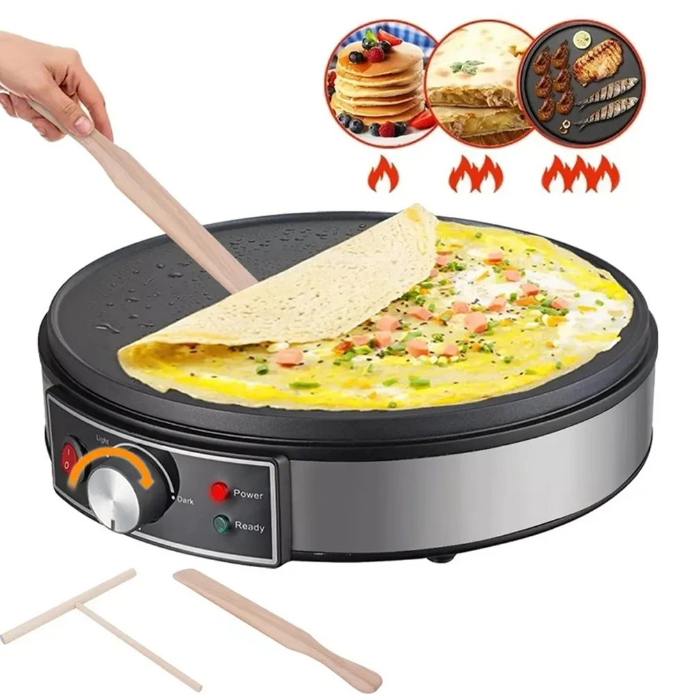 Electric Griddle Crepe Maker Cooktop - Nonstick Griddle Crepes Maker with LED Indicator Lights  Adjustable Temperature Control 2