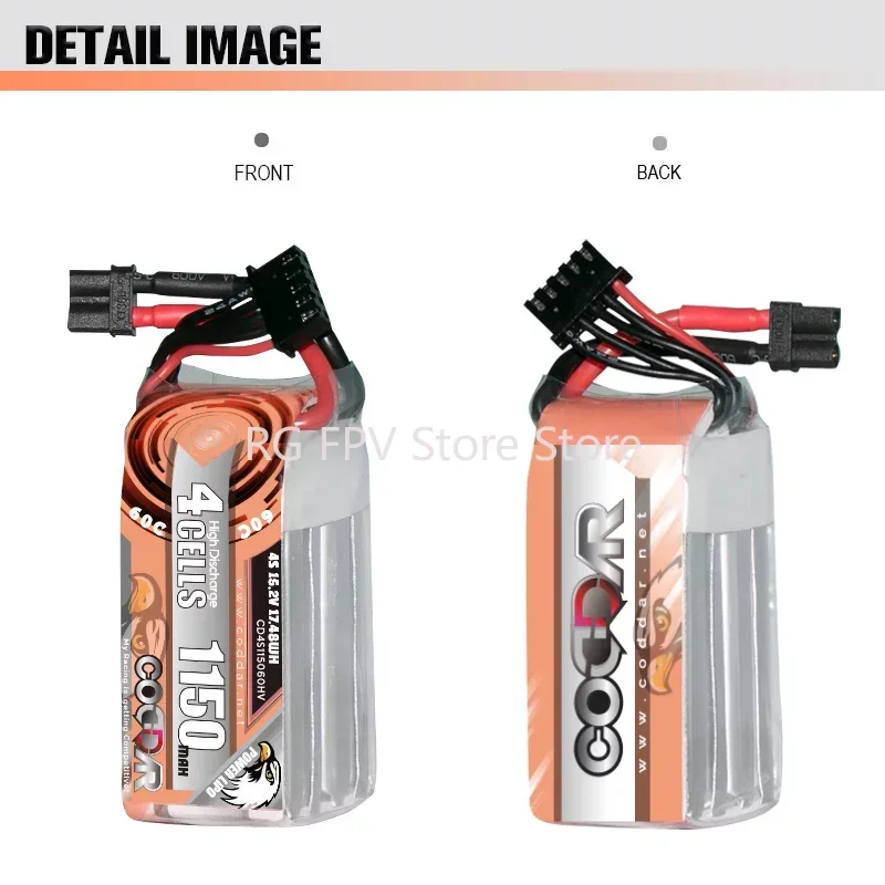 

CODDAR 1150MAH 4S 15.2V 60C LIHV long battery life for CineLog35 FPV drone lithium battery