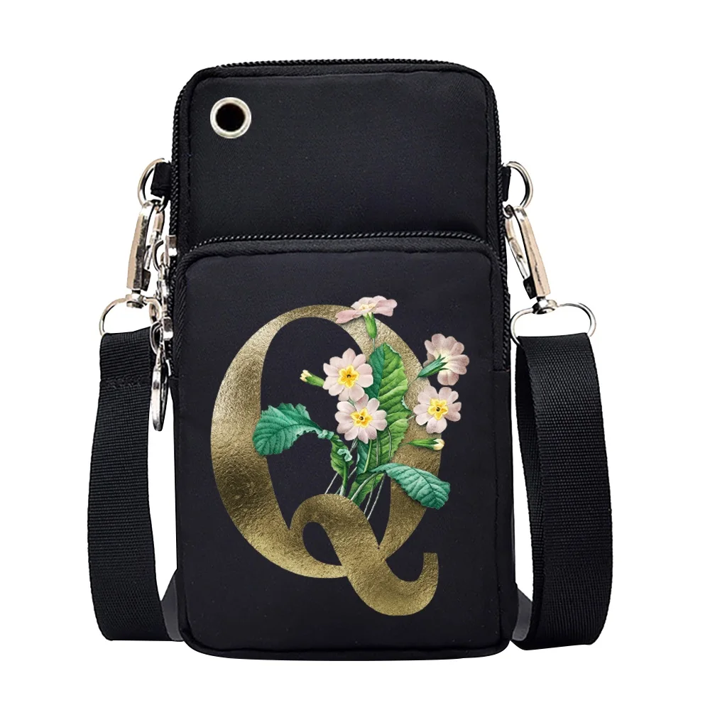 Unisex Mobile Phone Case Bags for Huawei Xiaomi iPhone Shoulder Satchels Women Pouch Golden-flower 26 Letters Series Wrist Pack Unisex Mobile Phone Case Bags for Huawei Xiaomi iPhone Shoulder Satchels Women Pouch Golden-flower 26 Letters Series Wrist Pack
