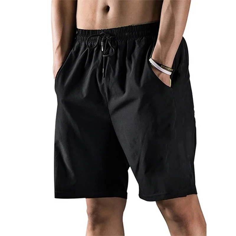 Summer Solid Men's Shorts Elastic Drawstring Shorts Joggers Loose Fitness Breathable Sports 5 piece Cotton Outfit Casual Pants 2