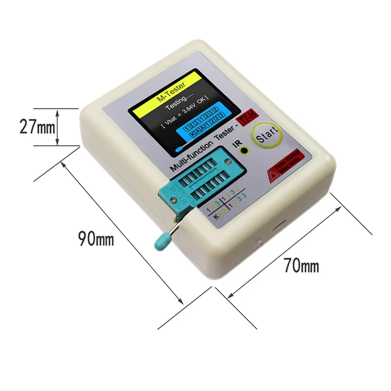 TC-T7-H Transistor Tester Diode Transistor Capacitor MOS/PNP/NPN LCR MOSFET TFT LCD Screen Tester Multime White ABS 6