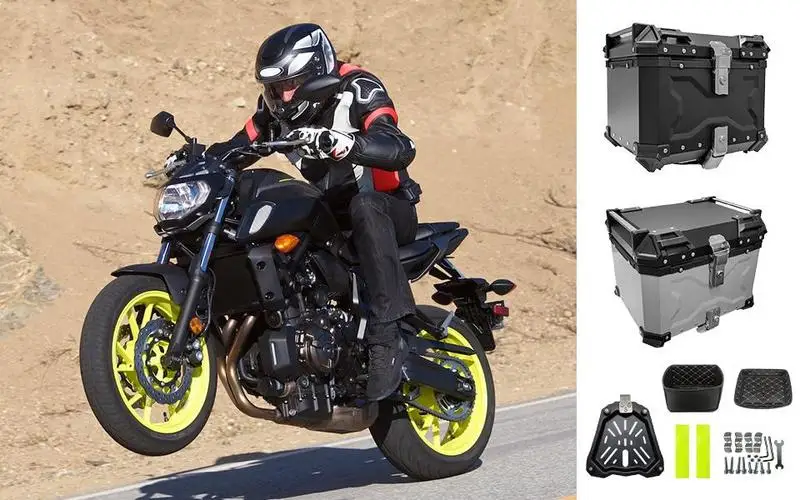 

45L Motorcycle Trunk Box Waterproof Aluminum Bag Universal Tail Box Large Capacity Luggage Box with Backrest For Motorcycles