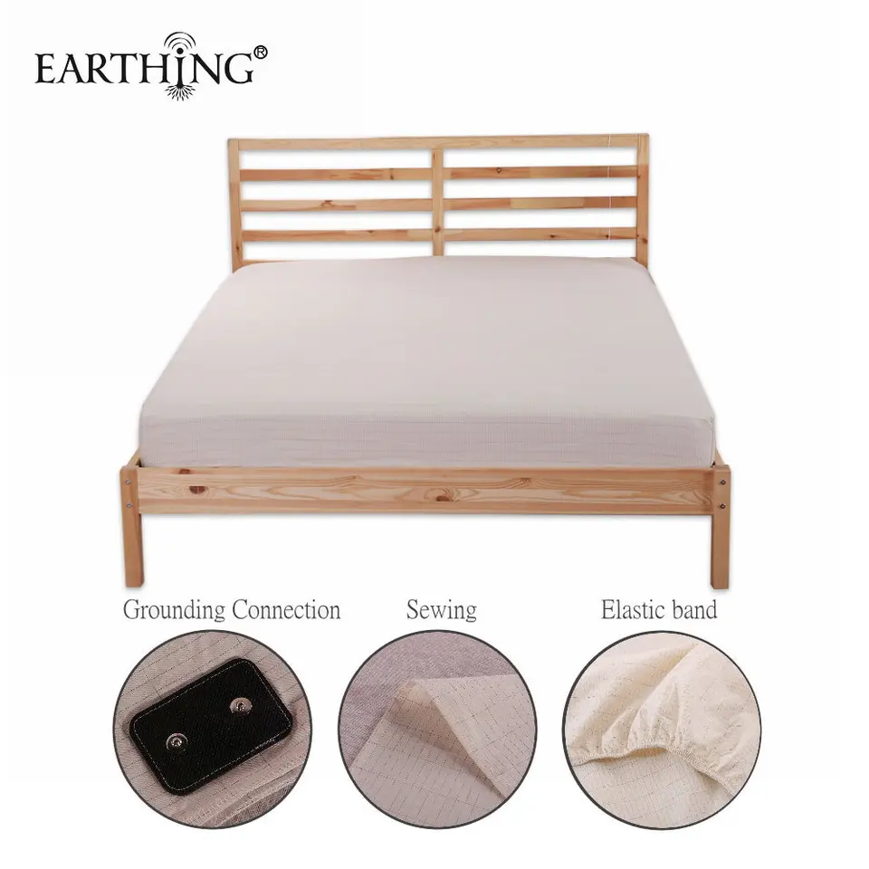 Sabanas De Conexion Tierra Sábana Ajustable Con Conexión A Tierra Con Fibra Plateada, F | Cuotas Sabana Bajera Grounding Earthing