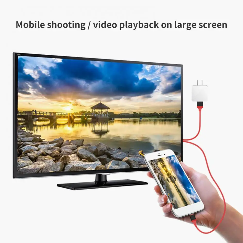 HDMI-compatible Adapter Cable 1080P Plug and Play TPE 8Pin to HDMI-compatible Converter for iPhone