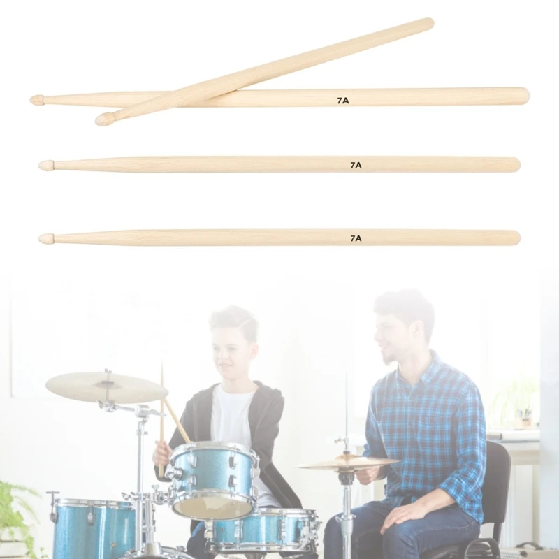 

12Pairs 7A Drumsticks for Adults Kids Non-slip Classic-Wooden Drum Sticks Light Durable Concert Percussion Accessories Gifts