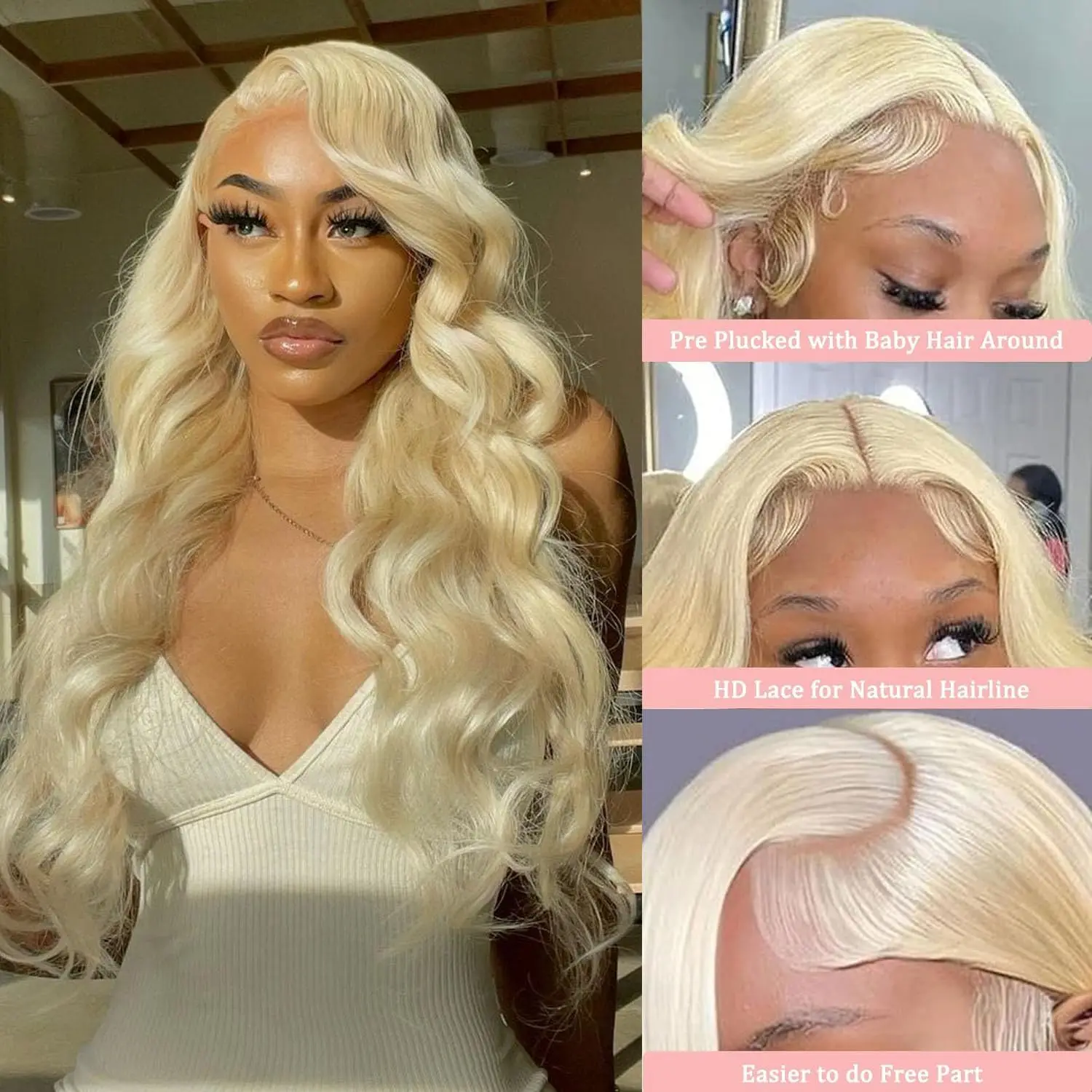 613 Lace Front Wig Human Hair 200% Density 13x4 Body Wave HD Transparent Lace Front Wigs Blonde Wig Pre Plucked Pre 26 Inch