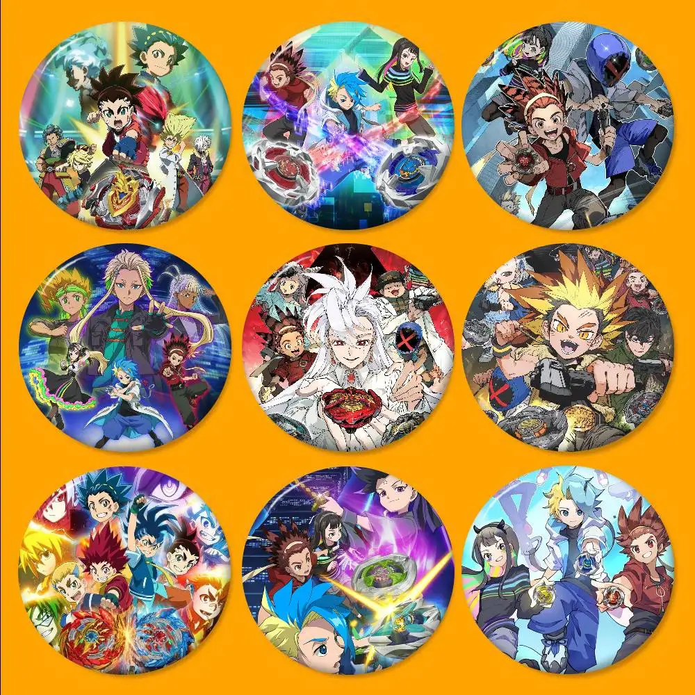 Anime B-beyblade X Creative Pins Funny Faces Round Snap-in Brooch Badge Backpack Hat Accessories Jewelry Gifts_voghion.com