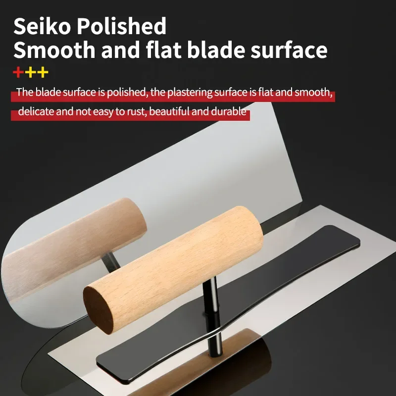 Professional Stainless Steel Plaster Trowel with Wooden Handle Plastering Concrete Trowel Construction Tools