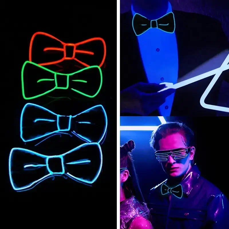 Party Supplies Suspenders With Bow Tie LED Lights Woman Hangers For Men Wedding Party Accessories Glow-in-the-dark SD01