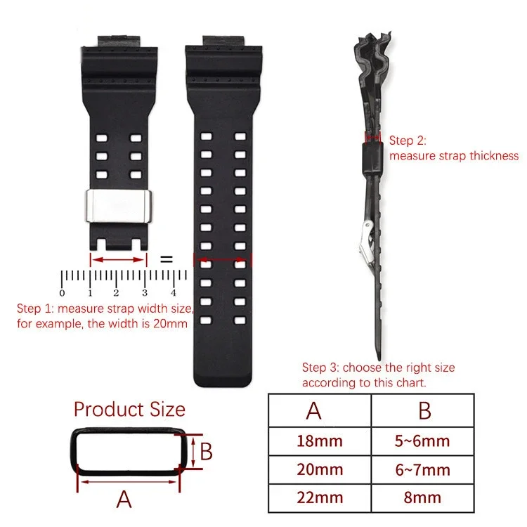 18mm 20mm 22mm 24mm Edelstahl Uhrenarmband Loop Hoop Halter Herren Metallringhalter für Casio G-SHOCK GA-110 GD-100 DW-5600 – Detail 2