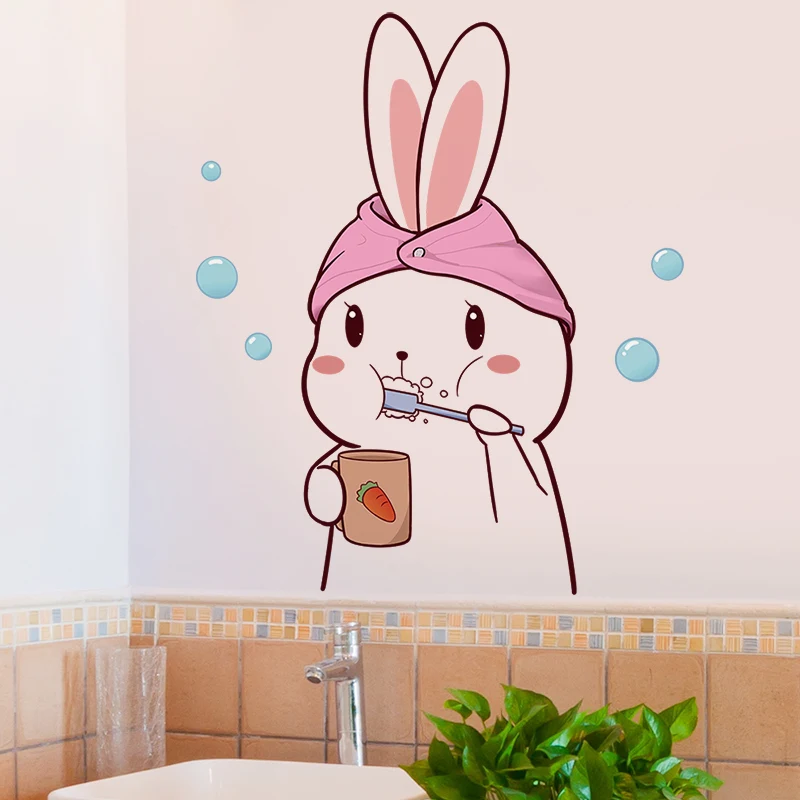 

Cartoon Rabbit Wall Stickers DIY Bunny Animal Mural Decals for House Kids Rooms Baby Bedroom Nursery Wardrobe Decoration