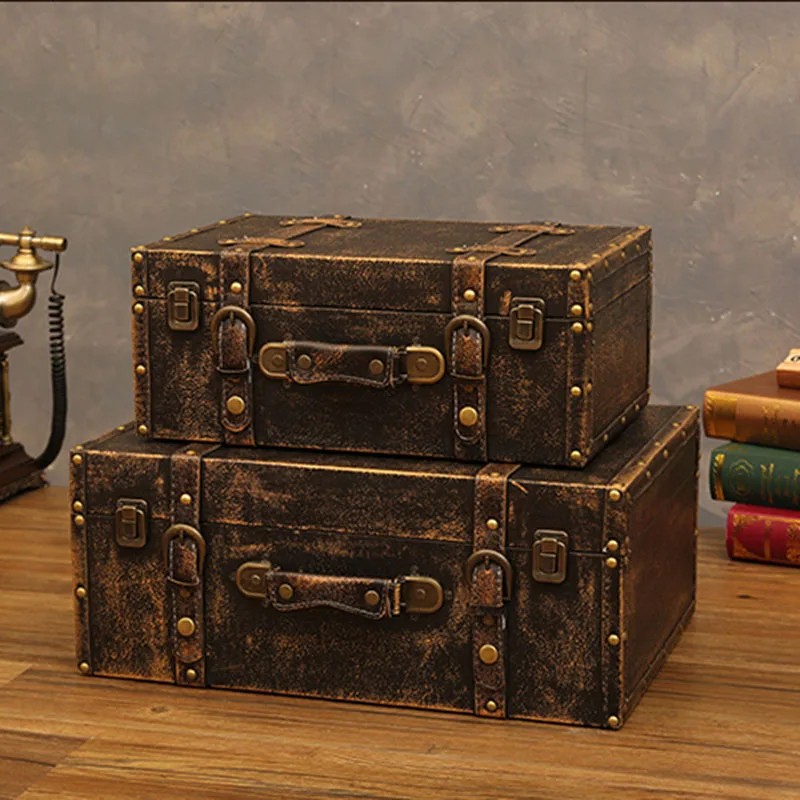 Customized Vintage Old Suitcase Leather Home Clothing Organizer
