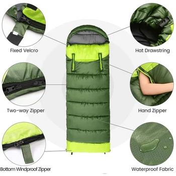 Camping Sleeping Bag Ultralight Waterproof 4 Season Warm Envelope Backpacking Sleeping Bag for AdultsOutdoor Traveling Hiking 2