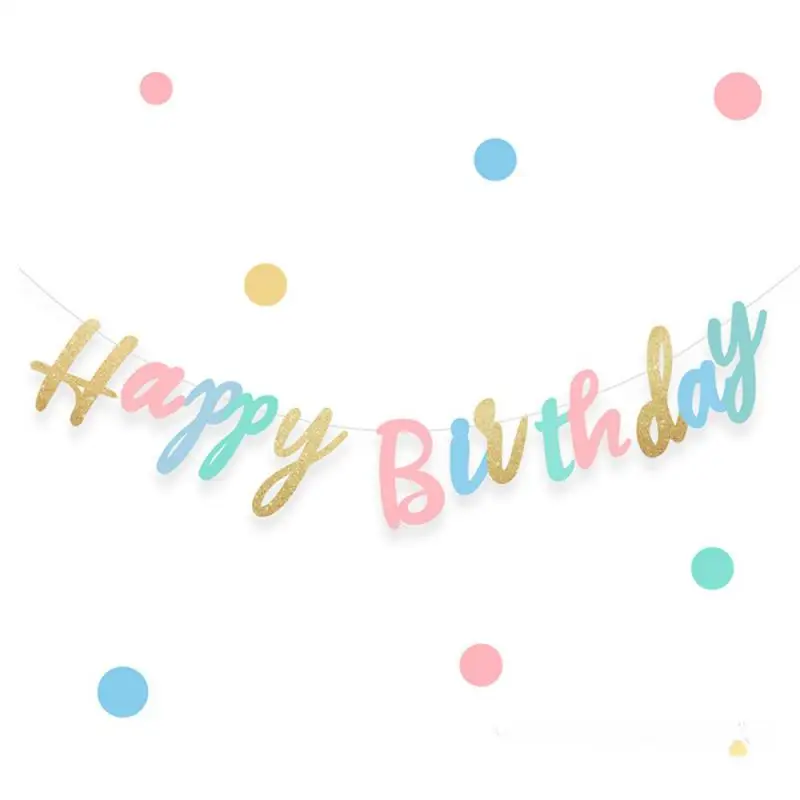 First Birthday Banner Decoration Rose Gold Happy Birthday Confetti Garland 1st One Year Supplies For Boy Girl Party Adult Kids Baby