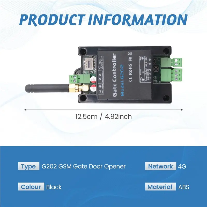 【TODAY-BUY】3X G202 GSM 게이트 도어 오프너 4G 단일 릴레이 스위치 휴대폰 전기 게이트 리모컨 850/900/1800/1900Mhz