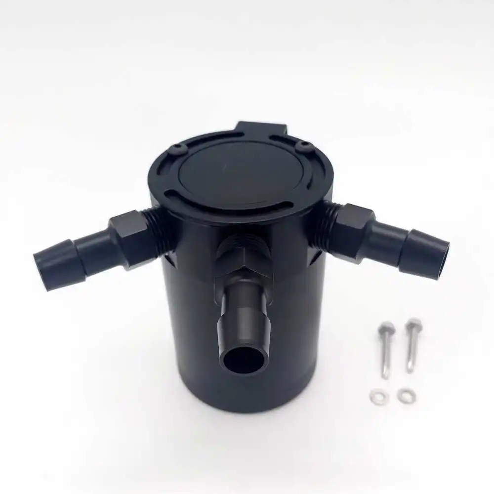 Universal Oil Catch Can Aluminum Baffled Oil Catch Tank 3-Port Air-Oil Separator PCV Crank Case Breather