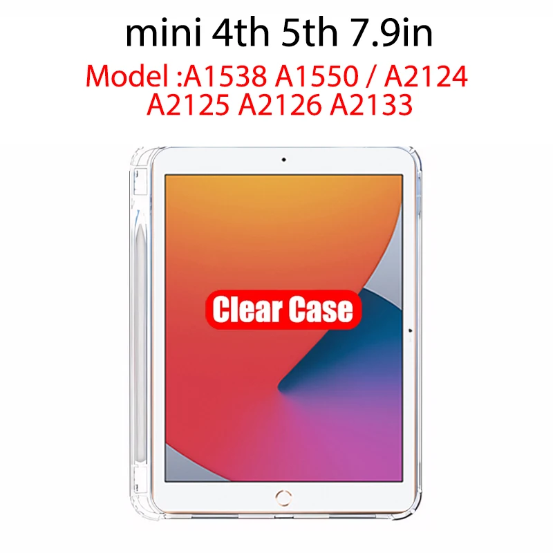 Clear iPad Case with Pencil Holder - Durable, Soft TPU Protective Cover