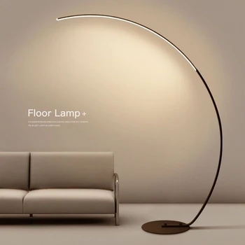 Nordic Modern Arc Shape Floor Lamp Led Dimmable Remote Control Standing Light For Living Room Bedroom Sofa Study Decor Lighting 1
