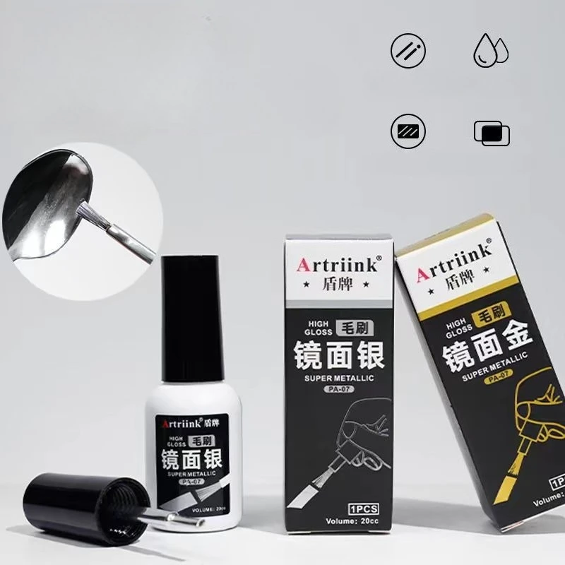 20ml 모델 골드 페인트 핸드페인팅 메탈릭 미러 수성 도금 마커 도구 터치업 페인트 펜