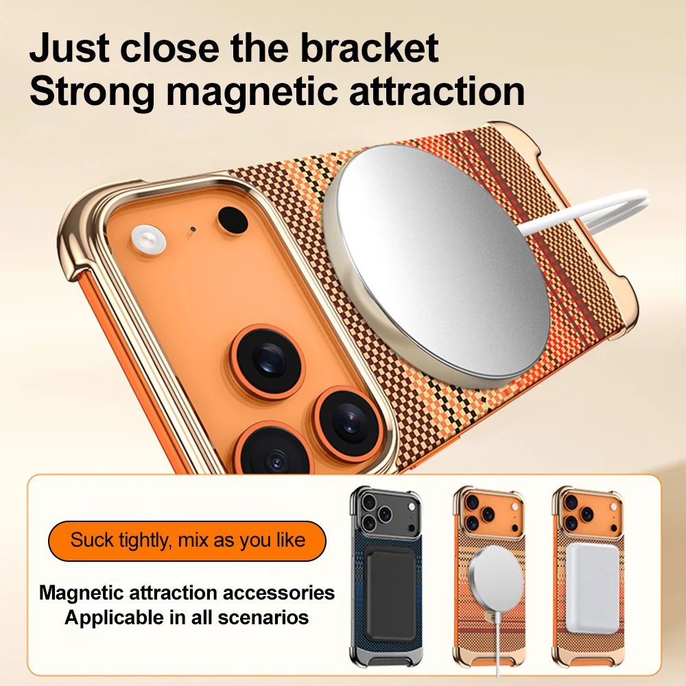 Luxury Shockproof Wireless Charging Stand Phone Case with Corner Protection