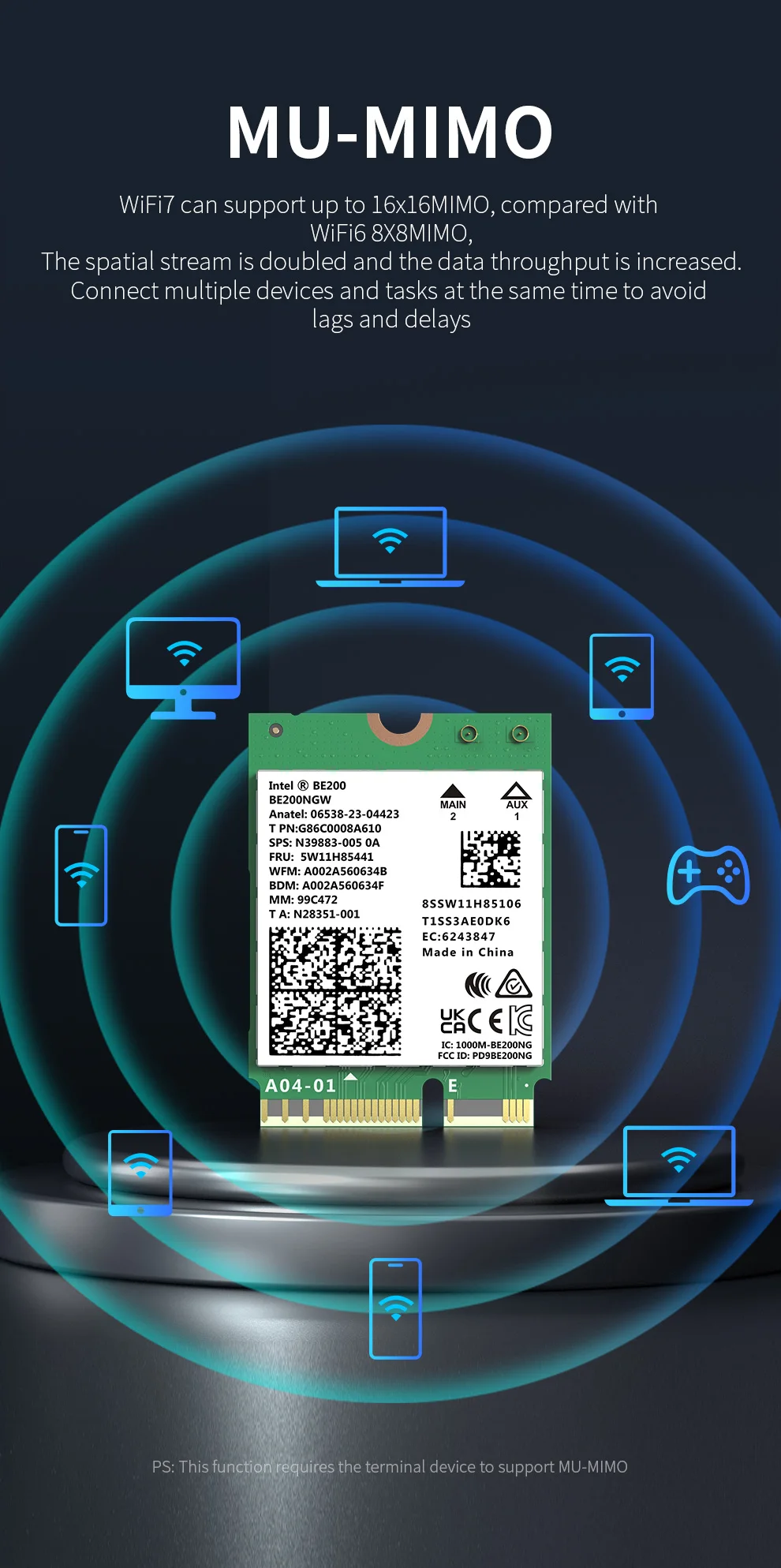 COMFAST WIFI 7 BE200 8774 Mbit/s Bluetooth 5.4 WLAN-Karte M.2 Tri-Band 2,4/5/6 GHz für Win10/11 Wireless-Adapter Besser als WiFi 6E – Detail 11