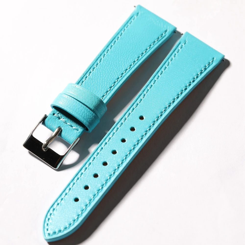 Handmade Blue Genuine Leather Vintage Watchband with Quick Release