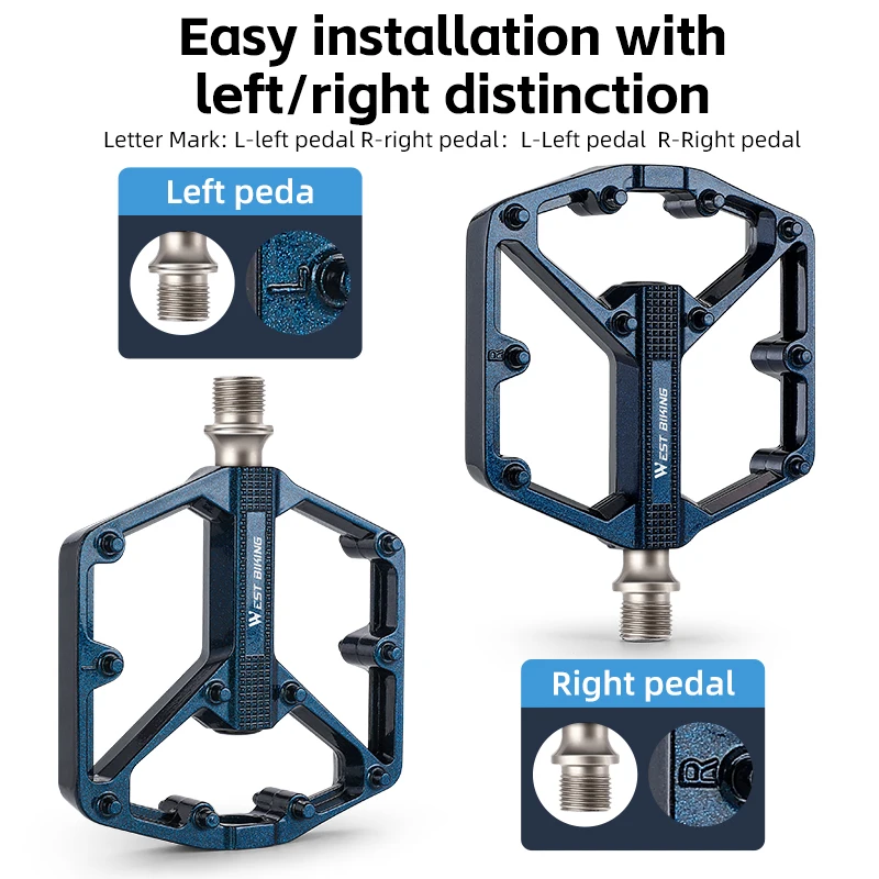 WEST BIKING Ultralight Bike Pedals 3 Bearing Non-Slip MTB Road Cycling BMX Pedals Aluminum Alloy Flat Pedals Bicycle Accessories