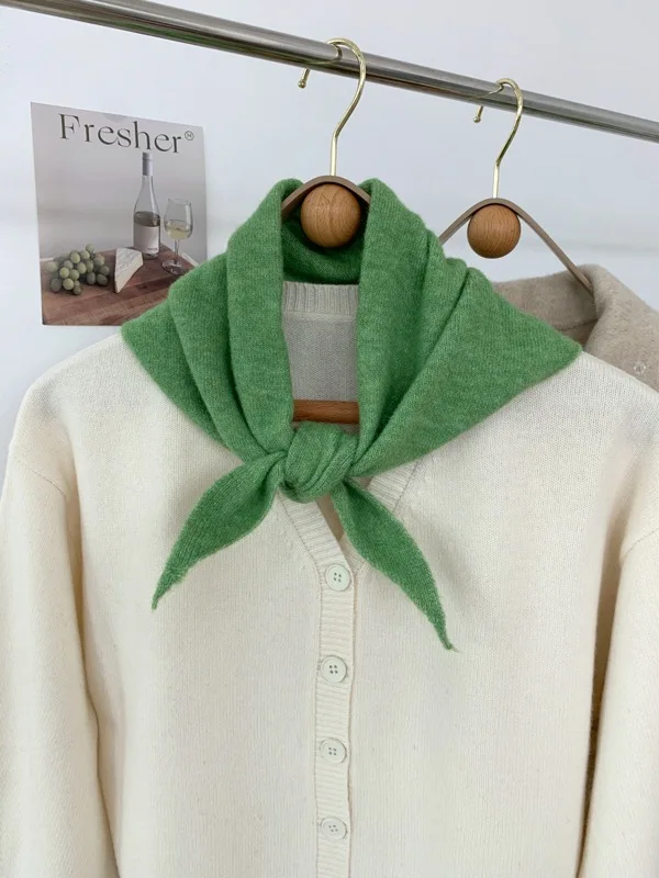 2024 Nischen-Dreiecksbinder mit Wolle, kleinem Schal, bequemer, hautfreundlicher Nackenschutz für Damen im Herbst und Winter – Detail 14