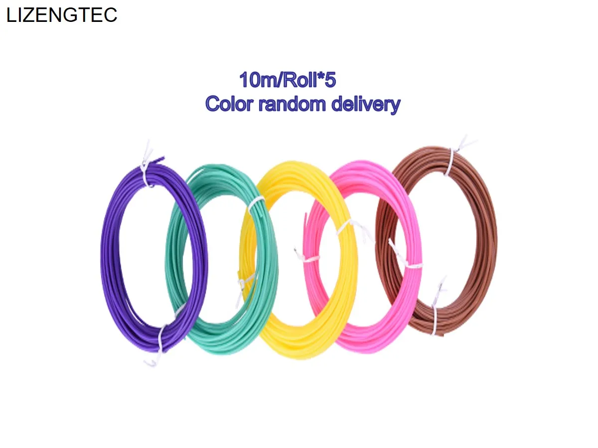 LIZENGTEC Non toxic Low Temperature PCL Filament 1.75mm 5 Rolls 10M per Roll Color Random Delivery for 3D Printer Pen ,
