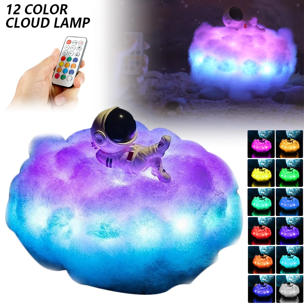 Astronaut Night Light Colorful Clouds With Rainbow Effect Special LED Lamp Nightlight Desk Space Man Bedroom Decoration Creative night table lamps