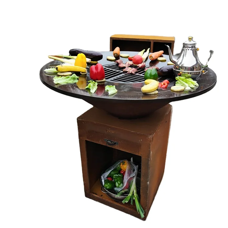 Barbecue Per Barbecue In Metallo Corten Arrugginito Di Tipo Ofyr Per Esterni