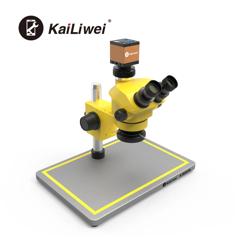 

kailiwei 7-50x Industrial Trinocular Stereo Microscope synchronize focus with 14MP HD USB Measuring camera microscope
