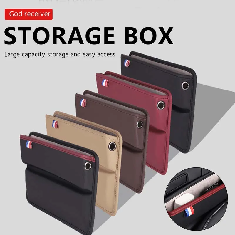 

Car Storage Box 5 Colors Leather Seat Storage Bag Storage Box with Mobile Phone Charging Hole Car Storage Supplies